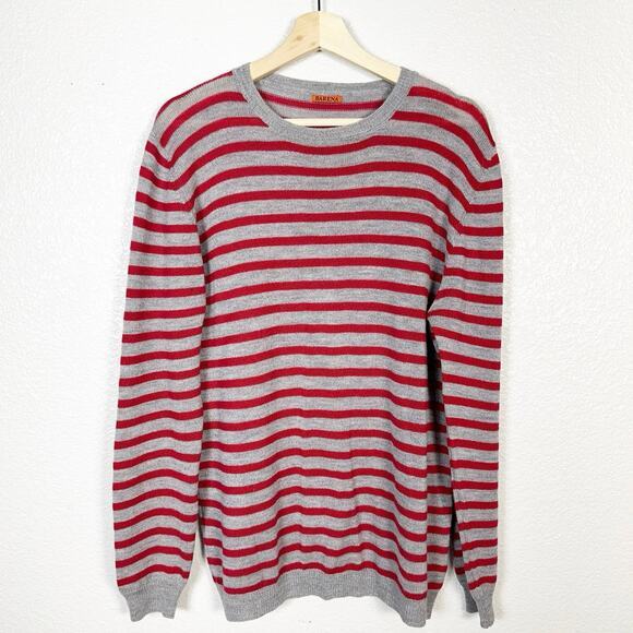 Barena Venezia Ato Striped Wool Knit Jumper Sweater Made in Italy Red Gray Large